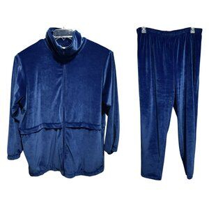 Roman's Vintage Y2K Velour Track Suit Royal Blue Zip Front Jacket & Pants 1X